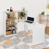 FCH Particleboard Pasted Triamine Steel Frame With Four Simple Bookshelf Computer Desk White Wood Grain Color **