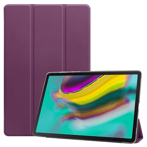 For Samsung Tab S5E 10.5 T720 Ultra-thin PU Leather Bracket Tri-fold Protective Case with Sleep Function purple