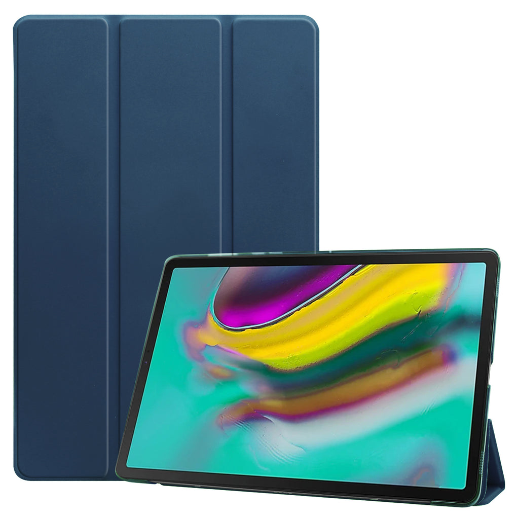 For Samsung Tab S5E 10.5 T720 Ultra-thin PU Leather Bracket Tri-fold Protective Case with Sleep Function blue