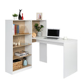 FCH Particleboard Pasted Triamine Steel Frame With Four Simple Bookshelf Computer Desk White Wood Grain Color **