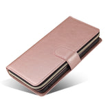 For Samsung S10/S20/S10E/ S10 Plus Pu Leather  Mobile Phone Cover Zipper Card Bag + Wrist Strap Rose gold