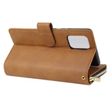 For Samsung S10/S20/S10E/ S10 Plus Pu Leather  Mobile Phone Cover Zipper Card Bag + Wrist Strap brown