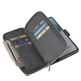 For Samsung S10/S20/S10E/ S10 Plus Pu Leather  Mobile Phone Cover Zipper Card Bag + Wrist Strap black