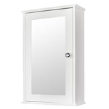 Single Door Mirror Indoor Bathroom Wall Mounted Cabinet Shelf White