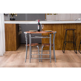 Brown Wood Grain PVC Breakfast Table (One Table and Two Chairs) **