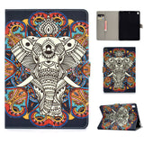 For iPad 5/6/7/8/9-iPad Pro9.7-iPad 9.7 Laptop Protective Case Color Painted Smart Stay PU Cover Crown cat