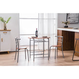 Brown Wood Grain PVC Breakfast Table (One Table and Two Chairs) **