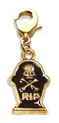 Tombstone with Skull Charm Dangle