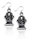 Tombstone with Skull Charm Earrings