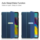 For Samsung Tab S5E 10.5 T720 Ultra-thin PU Leather Bracket Tri-fold Protective Case with Sleep Function blue