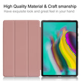 For Samsung Tab S5E 10.5 T720 Ultra-thin PU Leather Bracket Tri-fold Protective Case with Sleep Function Rose gold