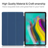 For Samsung Tab S5E 10.5 T720 Ultra-thin PU Leather Bracket Tri-fold Protective Case with Sleep Function blue