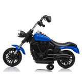 Kids Electric Ride-on Motorcycle with Training Wheels for Boys or Girls 6V Blue **