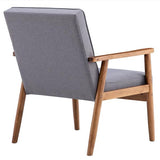 (75 x 69 x 84)cm Retro Modern Wooden Single Chair, Grey Fabric