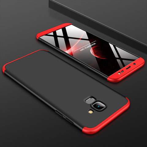 For Samsung J6 2018/on 6 Ultra Slim 360 Degree Non-slip Shockproof Full Protective Case Red black red