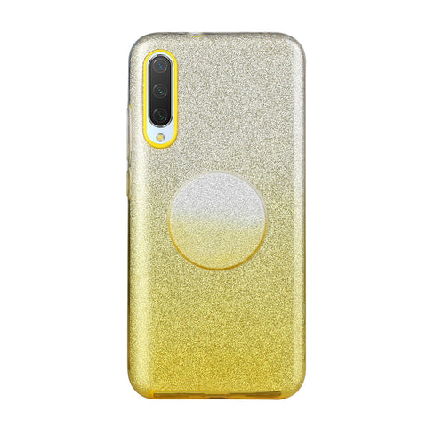 For XIAOMI CC9E/A3/10/10 PRO/K20/K20 pro Phone Case Gradient Color Glitter Powder Phone Cover with Airbag Bracket yellow