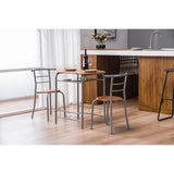 Brown Wood Grain PVC Breakfast Table (One Table and Two Chairs) **