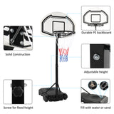 28" x 19" Backboard Adjustable Pool Basketball Hoop System Stand Kid Poolside Swimming Water Maxium Applicable Ball Model 7# White & Black