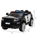 12V Kids Police Ride On Car Electric Cars 2.4G Remote Control, LED Flashing Light, Music & Horn **