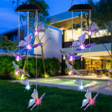 2V 40maH Solar Intelligent Light Control Design and Color Shell Butterfly Wind Chime **