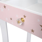 Wooden Toy Children's Dressing Table Three Foldable Mirror/Chair/Single Drawer Pink Star Style *