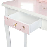 Wooden Toy Children's Dressing Table Three Foldable Mirror/Chair/Single Drawer Pink Star Style *