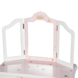 Wooden Toy Children's Dressing Table Three Foldable Mirror/Chair/Single Drawer Pink Star Style *