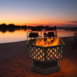 22" Hexagonal Shaped Iron Brazier Wood Burning Fire Pit Decoration for Backyard Poolside