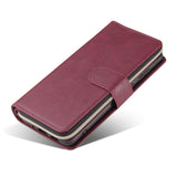 For Samsung S10/S20/S10E/ S10 Plus Pu Leather  Mobile Phone Cover Zipper Card Bag + Wrist Strap Red wine