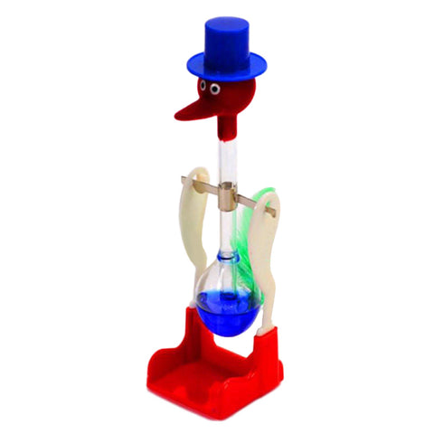 Creative Non-Stop Liquid Drinking Glass Lucky Bird Funny Duck Drink Water Desk Toy Perpetual Motion blue