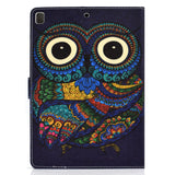 For iPad 5/6/7/8/9-iPad Pro9.7-iPad 9.7 Laptop Protective Case Color Painted Smart Stay PU Cover owl