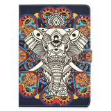 For iPad 5/6/7/8/9-iPad Pro9.7-iPad 9.7 Laptop Protective Case Color Painted Smart Stay PU Cover Fun elephant