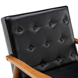 (75 x 69 x 84)cm Retro Modern Wooden Single Chair,Black PU