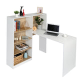 FCH Particleboard Pasted Triamine Steel Frame With Four Simple Bookshelf Computer Desk White Wood Grain Color **