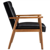 (75 x 69 x 84)cm Retro Modern Wooden Single Chair,Black PU