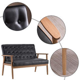 126 x 70 x 84cm Two-person Retro PU Leather Lounge Chair Light Black