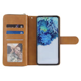 For Samsung S10/S20/S10E/ S10 Plus Pu Leather  Mobile Phone Cover Zipper Card Bag + Wrist Strap brown