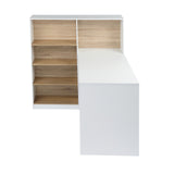 FCH Particleboard Pasted Triamine Steel Frame With Four Simple Bookshelf Computer Desk White Wood Grain Color **