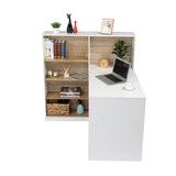 FCH Particleboard Pasted Triamine Steel Frame With Four Simple Bookshelf Computer Desk White Wood Grain Color **