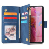 For HUAWEI P30 HUAWEI P30 lite HUAWEI P30 pro Multi-card Bracket Coin Wallet Zipper Mobile Phone PU Leather Phone Case  2 blue