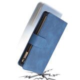 For HUAWEI P30 HUAWEI P30 lite HUAWEI P30 pro Multi-card Bracket Coin Wallet Zipper Mobile Phone PU Leather Phone Case  2 blue