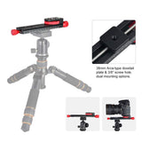 W-160 Tripod Head Aluminum Alloy 2-Way Macro Focusing Rail Slider Plate Close-up Photography Tripod Head with 1/4"" Screw black