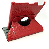 Dragonpad? 360 Degrees Rotating Stand Pu Leather Case for Ipad 3 (Red Luxury Crocodile Pattern)