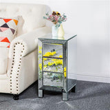 Modern and Contemporary Mirrored 3-Drawers Nightstand Bedside Table