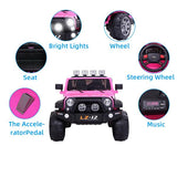 12V Kids Ride On Car Toy Jeep Rechargeable Battery 4 mph Remote Control Pink US