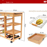 Kitchen & Dining Room Cart 2-Drawer 3-Basket 3-Shelf Storage Rack with Rolling Wheels White