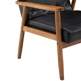 (75 x 69 x 84)cm Retro Modern Wooden Single Chair,Black PU