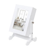 Small Mirror Jewelry Cabinet Organizer Armoire Storage Box Countertop with Stand White