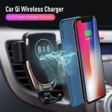 Car Qi Wireless Charger Quick Charge Fast Wireless Car Mount Holder for Phone black