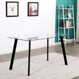 Hot 5 Piece Dining Table Set 4 Chairs Glass Metal Kitchen Room Furniture Black **